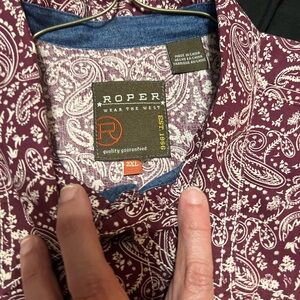 Roper Maroon and Cream Paisley Shirt